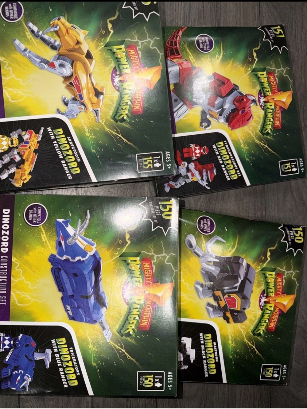 Mighty Morphin Power Rangers Dinozord Construction Set -LOT of 4